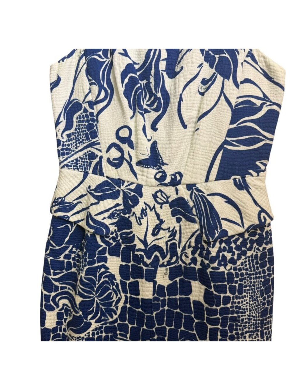 Emilio Pucci Printed Knee Length Sheath Dress Blue White Size 8 - Picture 5 of 14